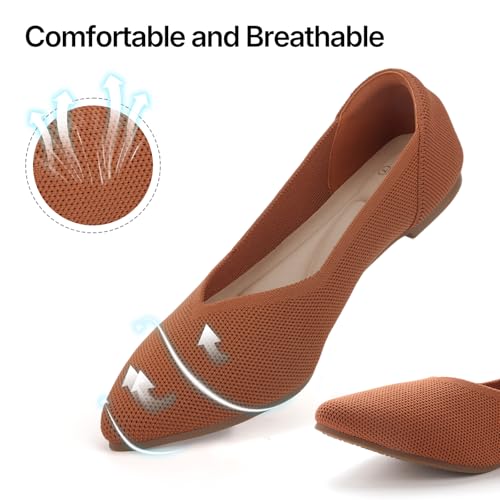 Image of ATHMILE Pointed Toe Flats for Women Comfortable Knit Ballet Flats Shoes | Slip-on Lightweight Dressy Work Shoes Machine Washable Womens Flats for Work Office Business Casual Wedding