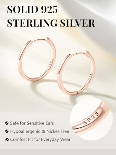 Image of Silvora 14K Gold Plated Huggie Hoop Earrings for Women, Small Sterling Silver Hoops, Hypoallergenic Cartilage Earrings for Sensitive Ears 8 /10 /12 /14 /16 /18 /20MM