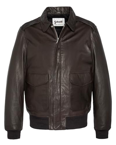 CAVERA/GOAT Schott NYC Lcflyvint - Giacca in pelle da uomo, marrone, L