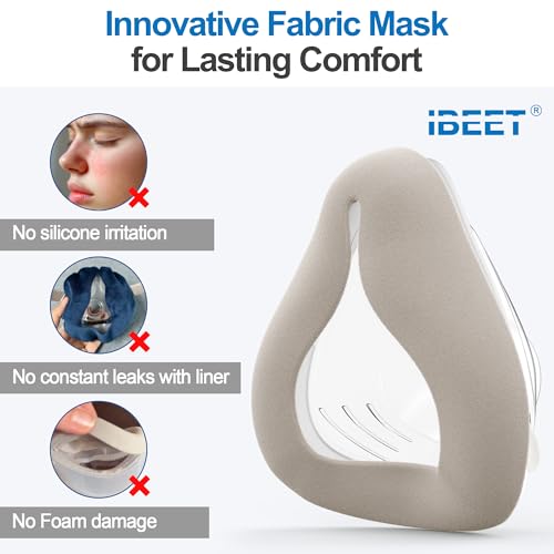 Image of 2-Pack Fabric Mask for AirFit F20 & AirTouch F20 - IBEET Breathable, Skin-Friendly Full-Face CPAP Mask Cushion Replacement to Prevent Silicone Redness & Foam Damage, Large