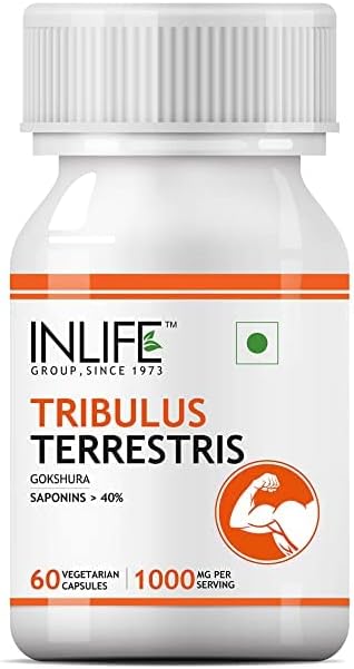 IKJ Tribulus Supplement, Saponins 40%, 1000 mg per Serving - 60 Vegetarian Capsules