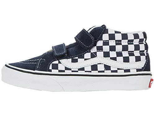 Vans Boy's Sk8-Mid Checkerboard Reissue V Skate Shoes Big Kid Sneaker ((Checkerboard) India Ink/True White, Medium, Numeric_6)
