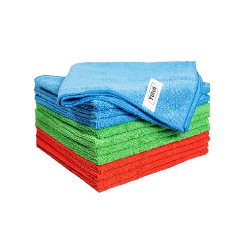 TUKA - 12 Bayetas Microfibra Multiuso 30x40 cm - Pack de 12 Bayetas Reutilizables para Limpieza en Hogar, Cocina, Coche, Baños y Oficina - Absorbentes, Suaves y Sin Rayas (12, Grande)