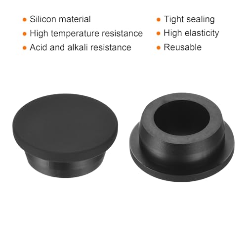 Image of uxcell High Temp Silicone Plug Mount Dia 31.3mm /1.23 inch t Shaped Rubber Stopper Hole Plugs for Powder Coating Plating Waterproof Plugs Sealing Plugs Black Pack of 3(OD 36.5mm)