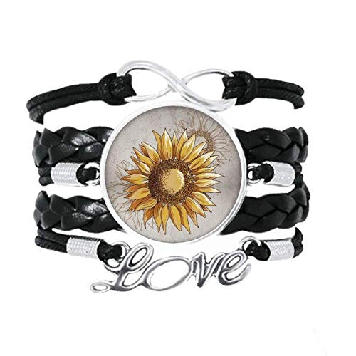 Bracelet fleur tournesol bijou bohème en cuir pour les sorties d'été