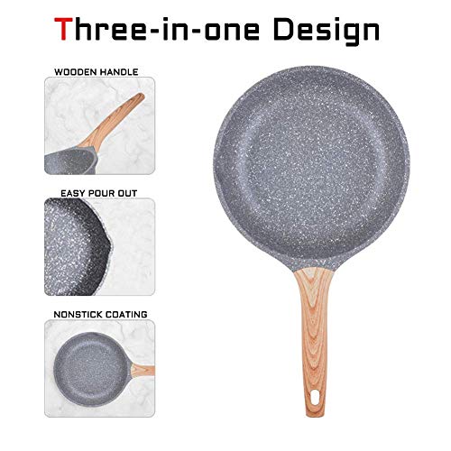 Caannasweis Nonstick Pan, Nonstick Stone Frying Pan, Best Nonstick Omelette Skillet with Soft Touch Handle, Induction Compatible (12 Inch)