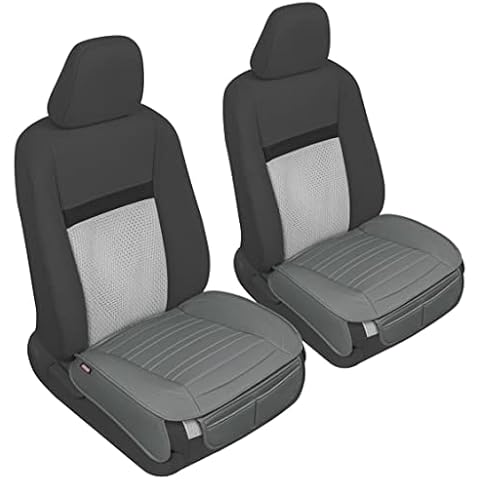 Motor Trend Gray Faux Leather 2-Pack Car Seat Cover for Front Seats, Padded Car Seat Protectors with Storage Pockets, Premium Interior Covers, Front Seat Covers for Cars Truck SUV Auto Cover