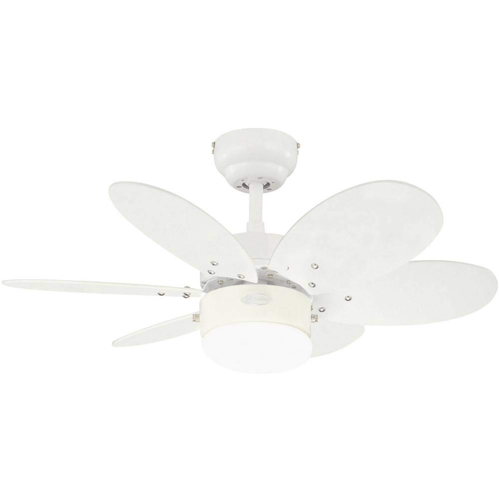 Westinghouse Wentylatory sufitowe 78673 Turbo II One-Light 76 cm wentylator sufitowy z sześcioma ostrzami, białe wykończenie, z opalowym matowym szkłem