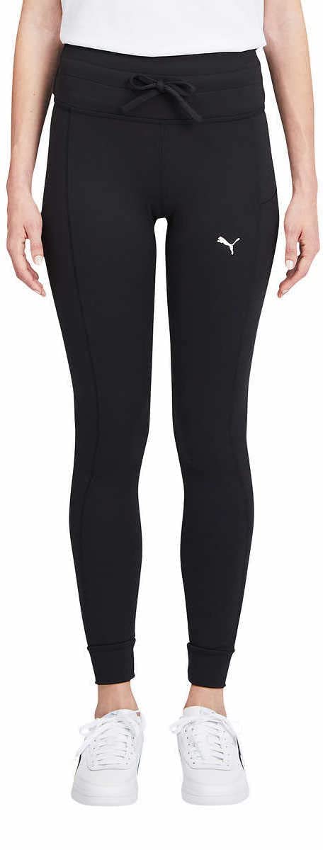 PUMA Womens Midweight Drawstring Jogger Leggings with Side Pocket (Medium, Black)