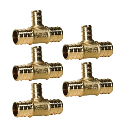 5 Pack XFITTING 3/4 in x 3/4 in x 1/2 in Pex Reducing Tee, Brass