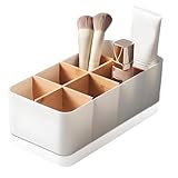 Schreibtisch Organizer, 8 Fächer Stiftehalter Büro Organizer Tischorganizer Stifte Aufbewahrung Bambus Aufbewahrungsbox Schreibtischzubehör für Bad Schlafzimmer und Büros Weiß