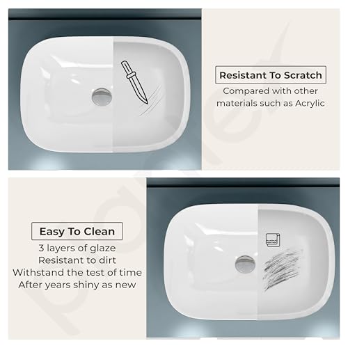 Image of Plantex Ceramic Wash Basin /Basin for Bathroom /Tabletop Wash Basin /Bathroom Basin (Crystal, White)
