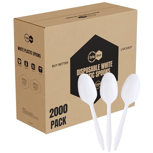 2000 Pack Disposable Plastic Teaspoons Bulk White Plastic Dessert Spoons for Ice Cream Cake Yogurt Restaurant Catering Party Buffet