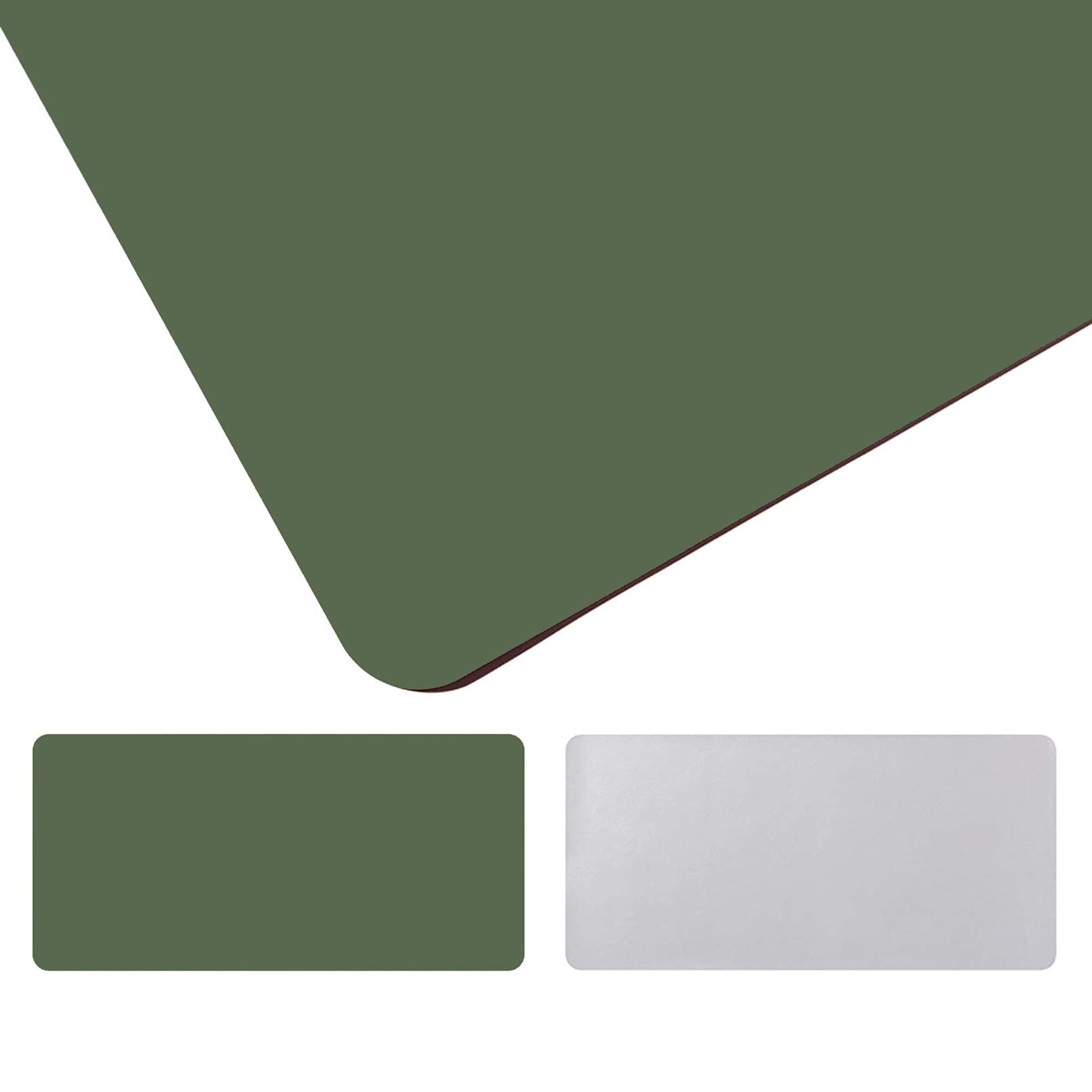 Computer Desk Mat, Computer Office Double-Sided Waterproof Leather Desk Mat Non-Slip Anti-fouling Desk Mat Laptop Desk Mat Dark Green + Gray 120x160cm/47.24x62.99in
