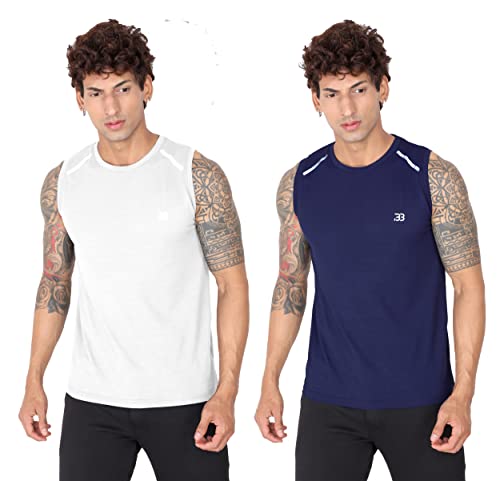Image of Big Button Mens Dry Fit Stretchable Cut Sleeves Sports Tshirt Tank Top
