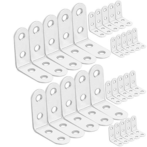 KINJOEK 100 Packungen, 40 x 40 x 16 mm, robuste L-Halterung, Eckstrebe, Regale, Edelstahl, rechtwinklige Stütze, Befestigung für Holz, Regale, Möbel und Schränke, 4 x 4 x 1 cm Cover