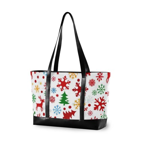 Merry Christmas Tree Snowflake Colorful trendy bags for women with zipper tote for college with diaper bolsa para laptop mujer