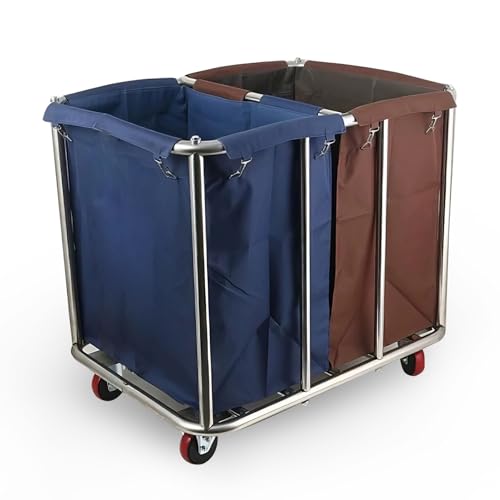 Commercial Laundry Cart with Wheels, Industrial Laundry Cart with Stainless Steel Frame and Waterproof Oxford Cloth, 400L Capacity, Industrial Laundry Hamper Load 440Lbs