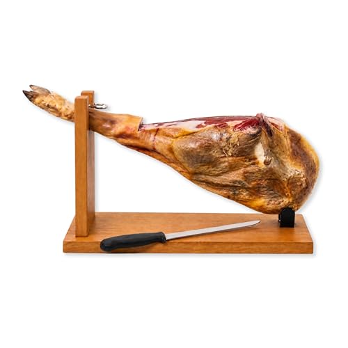 Montevalle Jambon Serrano Gran Reserva Entier Avec Os 7-8kg | Support Et Couteau Inclus | Affinage Traditionnel Vingt Mois | Pièce De Porc D'origine Espagnole...