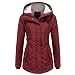 YYNUDA Damen Parka Winterjacke Lang mit Fell Kapuze warm gefüttert Slim Fit Mantel Outdoor Jacke für Winter, Rot, XL