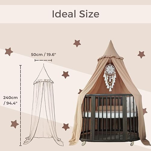 image for Wonder Space Kids Bed Canopy with Ruffles, Pastel Neutral Color for Bo