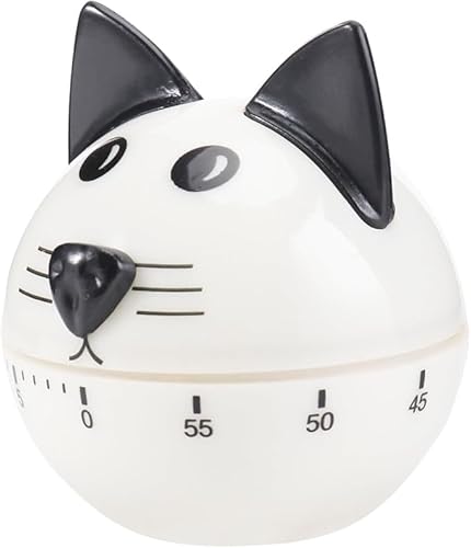 Niltracy White Kitchen Timer Cat Shape Mechanical Timer Egg Timer Short Timer Digital Cooking Timer Kitchen Alarm Clock Short Timer 60 Minutes Countdown Timer Stopwatch For Kitchen Cooking Baking Office School