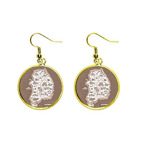 Pendientes de Seúl y Busan para mujer, joyería viajera dorada ideal para eventos y uso diario