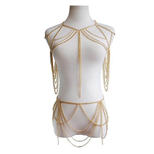Sexy Body Chain Set Layered Necklace Bra Waist Chain Summer Fashion Bohemian Jewelry Suit for Beach Party Holidy2