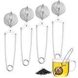 4 Pezzi infusore tè a pinza in acciaio inox Ø 4,5 cm, filtro per tisane sfuse e Spezie
