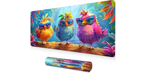 Grand Tapis Souris Poisson Jaune Abstrait pour Décorer le Bureau et Télétravail
