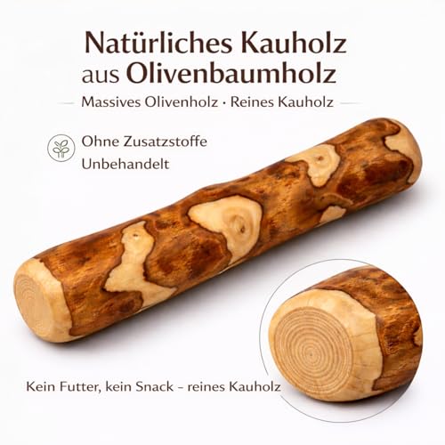 Alp Chew Olivenholz Kauholz für Hunde – Robustes Kauspielzeug zur Zahnpflege, Größe L (250–400 g), 2er Pack