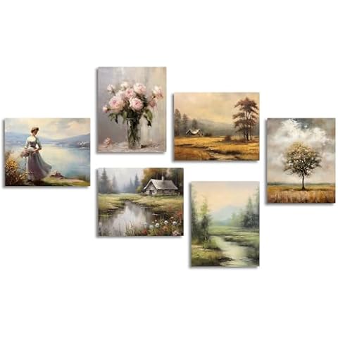 Dazzlewall Vintage Farmhouse Wall Decor Poster French Country Botanical Wall Poster for Living Room Bedroom 8x10 in Unframed Set of 6 Cover