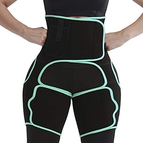 Thigh Trimmer Leg Shapers Slimming Belt Neoprene Sweat Shapewear Underbust Waist Cincher Thigh Shaper Set Light Green S