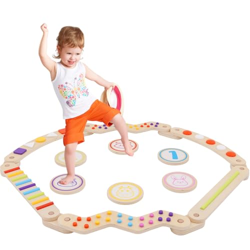 Holz-schwebebalken für Zuhause Kleinkind-sensorik matten Montessori Indoor Spielplatz Balancieren Kinder Outdoor Holz-Balance-Board für Kinder für Koordination und Stabilität ab 3-7 Jahren