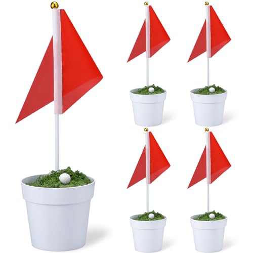 Accessoires décoration de table de golf avec mini pot et drapeau rouge - 2