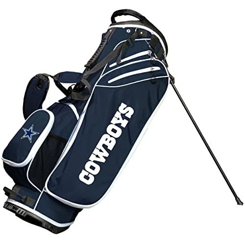 Team Golf NFL Dallas Cowboys Birdie Golf Stand Bag, Lightweight, 14-Way Club Divider, Spring Action Stand, Insulated Cooler Pocket, Velcro Glove and Umbrella Holder & Padded Handles