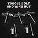 Juasky 40 Pcs Toggle Bolts and Wing Nut Kit, 3/16 Inch Toggle Anchors for Hanging Heavy Items on Drywall