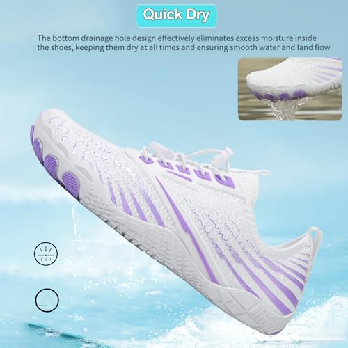Image of Beach Water Shoes for Women Men Quick Dry Non-Slip Wide Toe Hike Barefoot Footwear for Beach Pool Aqua Swim Surf Walk