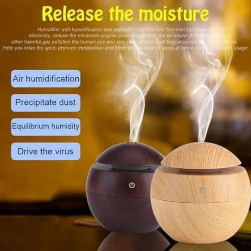 Image of Essential Oil Diffuser & Humidifier - Ultrasonic Cool Mist Aroma Diffuser with LED Light | Quiet Air Freshener for Home, Office, Spa, Yoga, Bedroom & Car (Wooden Humidifier)