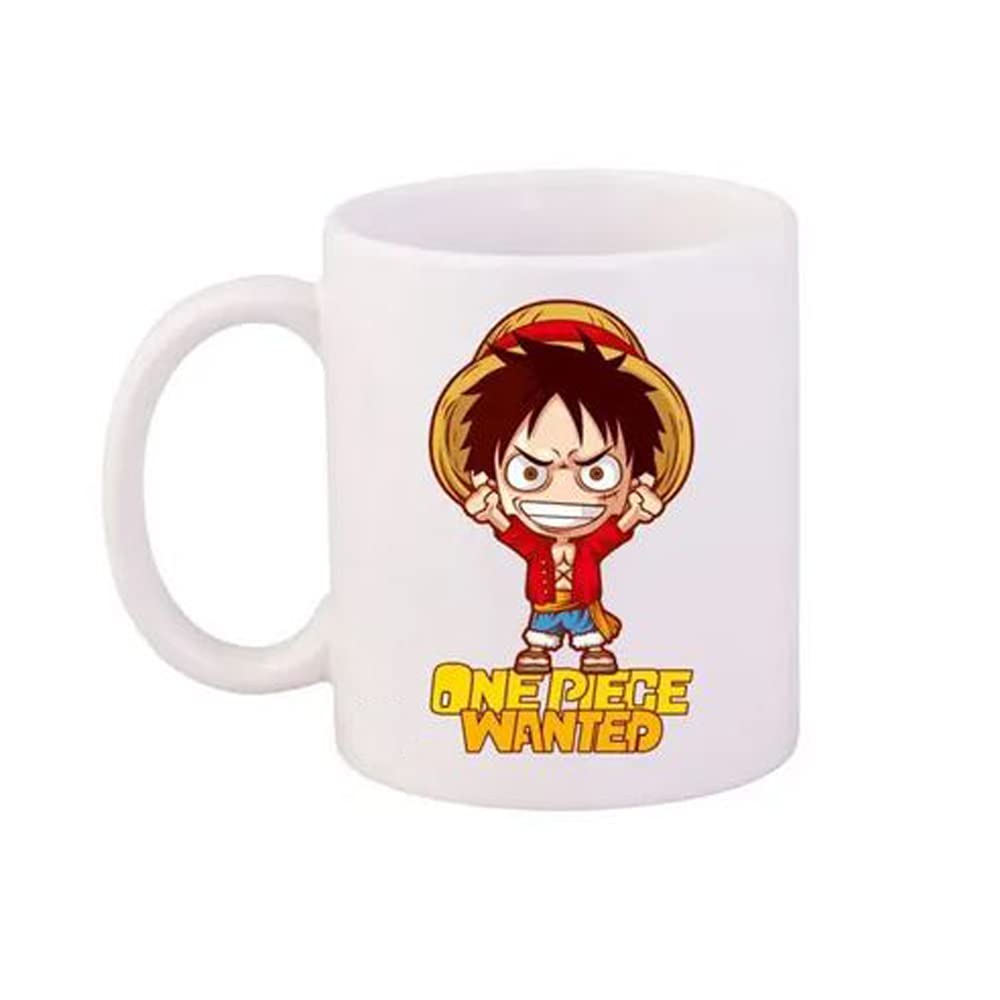 RKN Design Anime One Piece Wanted Double Side Printed Ceramic Coffee/Tea Mug 11 Ounce White