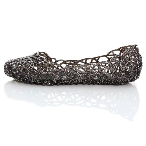 Image of Stunner Women Beach Jelly Shoes Slip On Crystal Summer Hollow Ballet Flats | Summer Cool PVC Breathable Outdoor Indoor Dressy Flat Sandals for Holiday Shopping Spa Swimming Pool
