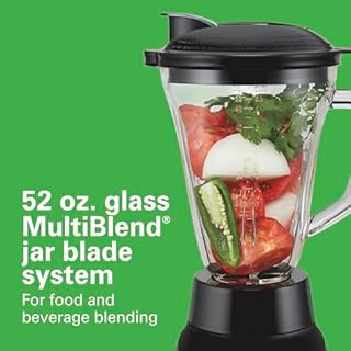 Hamilton Beach MultiBlend® Kitchen System, 3-in-1 Blender with Food Processor Attachment, 52 oz. Blending Jar, and 20 oz. Travel Jar, 58176