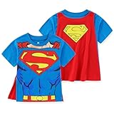 WARNER BROS Superman Boys Short Sleeve Shirt with Cape for Toddlers and Big Kids