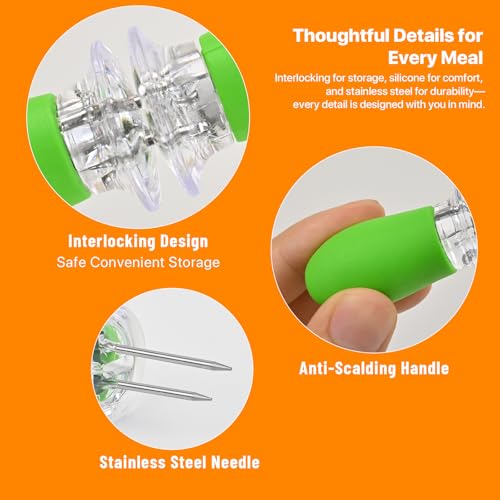 Girla Interlocking Corn on the Cob Holders Set - 5 Pairs (10 Pcs) Corn Cob Holders with Silicone Handles, Dishwasher Safe Corn Skewers, Bright Color Corn Sticks for Easy & Fun Dining, BBQ, and Parties