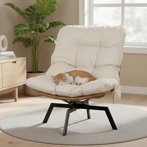 JAMFLY Wicker Swivel Papasan Chair