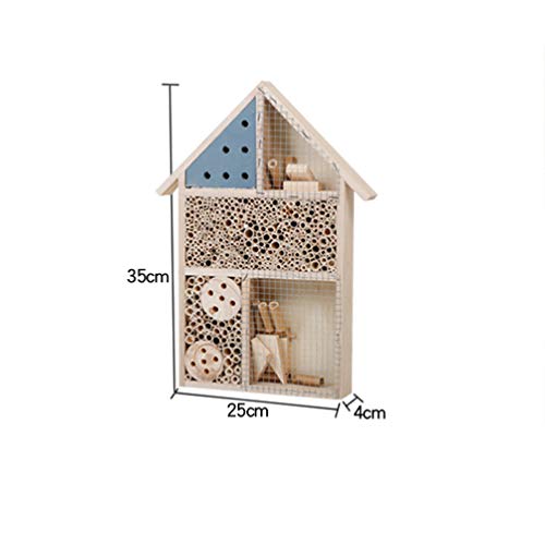 Hemoton Wooden Insect House Hotel Eco Friendly Bee Ladybug Butterfly Insects Garden Shelter Bamboo Nesting Habitat 35X25cm - Image 3