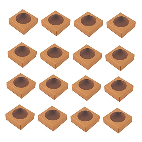 Ciieeo 25pcs Boxes Clear Window Paper Cake Boxes Dessert Storage Holders for Cupcakes Cookies and Parties Showcases and Celebrations