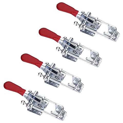 Accessbuy Toggle Latch Clamp,360Lbs Holding Capacity,U-Bolt Toggle Latch, Adjustable Small Latch Hardware for Freezer,Storage Boxes,Smoker Lid,Tool Box Case,Trunk,(4.75 Inch) 4 Pack Sliver Cover