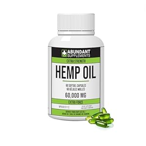 NEW Hemp Oil Capsules – 60 Softgels – 60,000mg Extra Strength Formula Helps Treat Inflammation & Pain Relief – Derived Hemp Seed Oil Rich in Antioxidants Improves Skin Health & Sleep – Non-GMO Omega 3 6 9 Balance Oil Made in Canada
