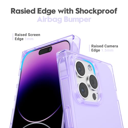 Svanove for iPhone 14 Pro Max Clear Case Rectangle Edge, Aesthetic Trendy Girly Y2k Designer Transparent Unique Phone Case for Women, Thin Slim Silicone Rubber Chic Cover, Purple Lilac Lavender by Svanove - Used condition - Image 3